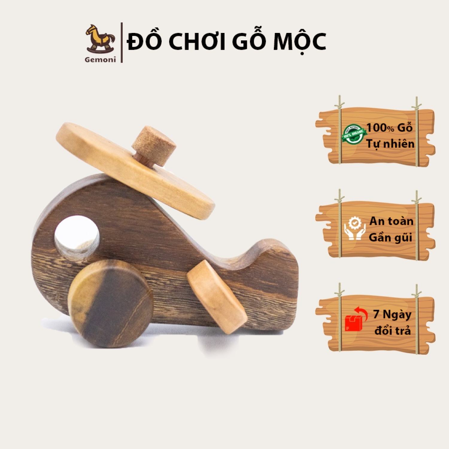 Đồ chơi gỗ Máy Bay Mini cho bé - Đồ chơi gỗ Gemoni