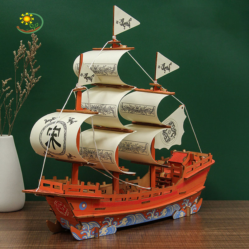 Đồ chơi lắp ghép gỗ 3D Mô hình Thuyền buồm Big Song Merchant Ship HG