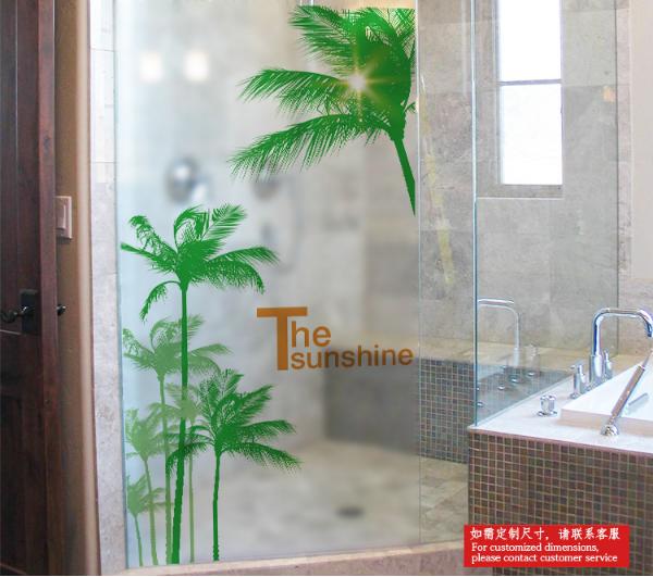 Decal dán kính cao cấp - cây dừa xanh -dk1022