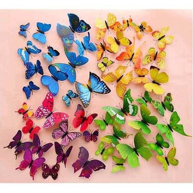 [HCM]Set 12 bướm trang trí tủ lạnh hoặc dán tường
