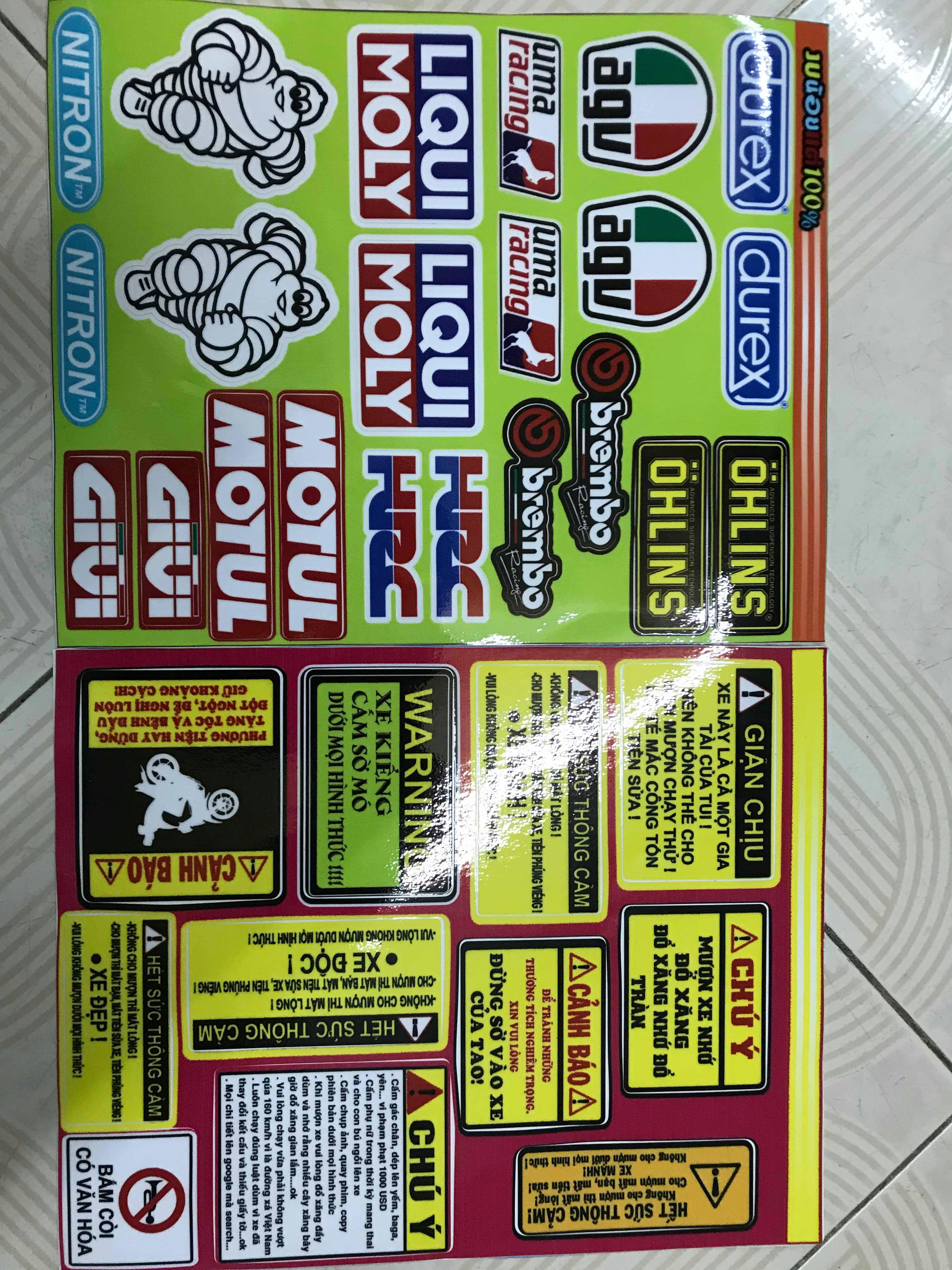 [HCM]Tem sét combo logo michelin nitron và cảnh báo giận chịu
