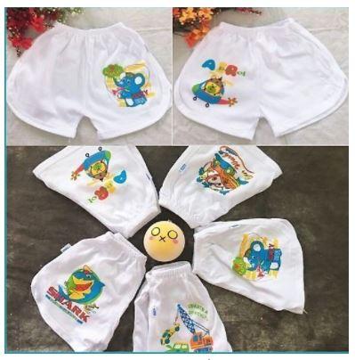 [HCM]Set 5 Quần Đùi Sơ Sinh Thể Thao Trắng In Hoa Tiết Bosini Cho Bé (3-21Kg)
