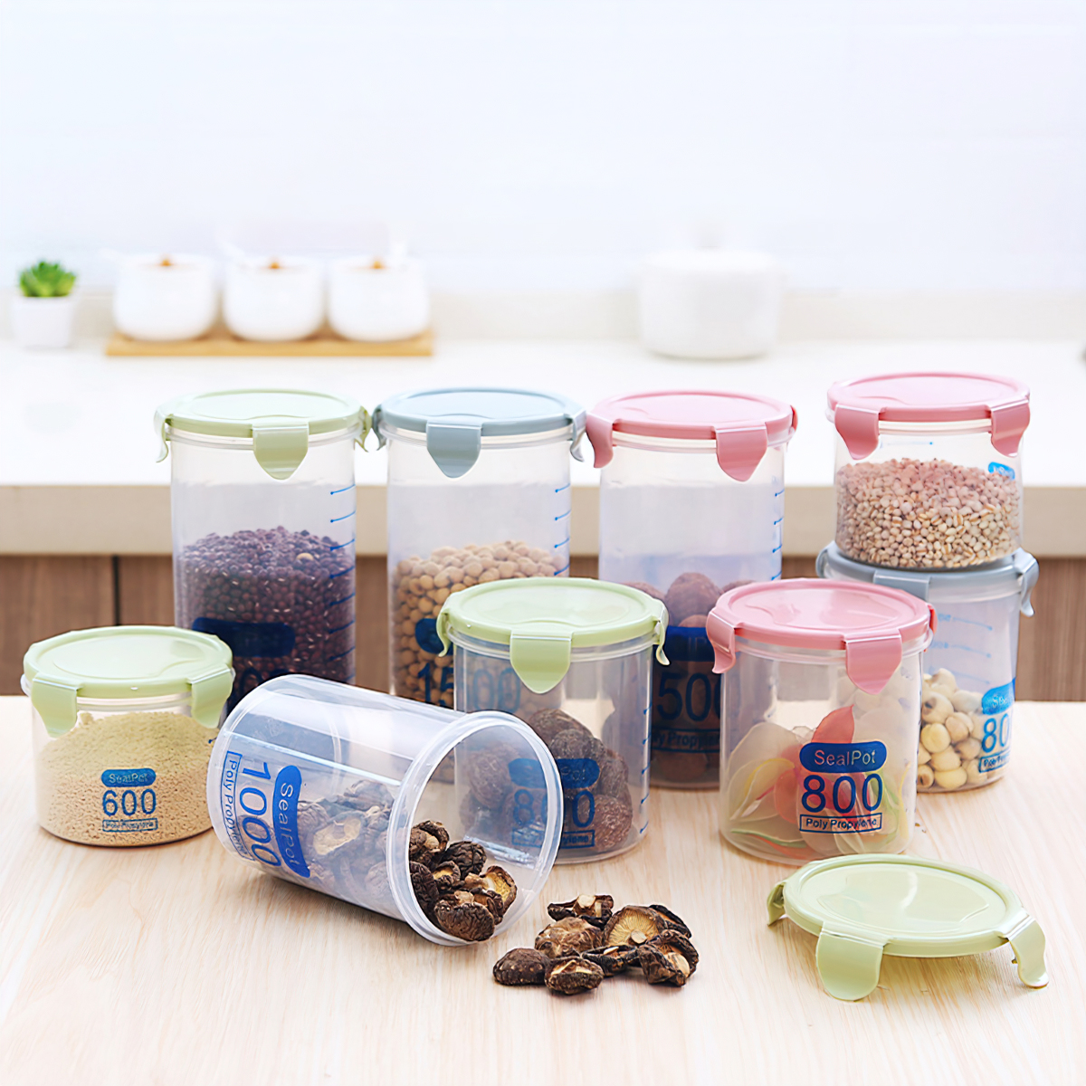 Q Hộp đựng thực phẩm gia vị tủ lạnh nhà bếp bằng nhựa kín trong suốt sức chứa lớn 600-1500ml Y