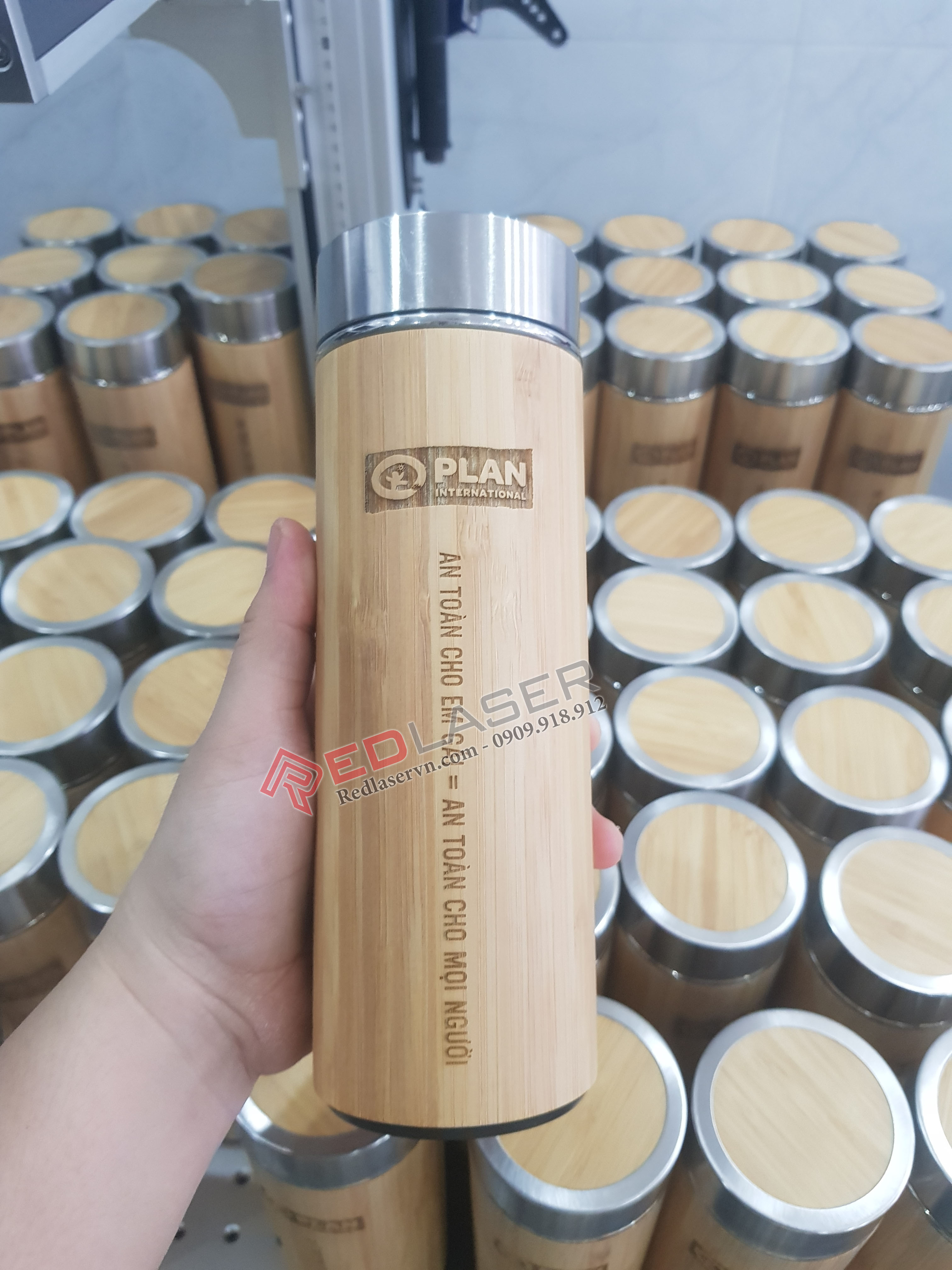 [Bán sỉ] Bình giữ nhiệt vỏ tre 350ml