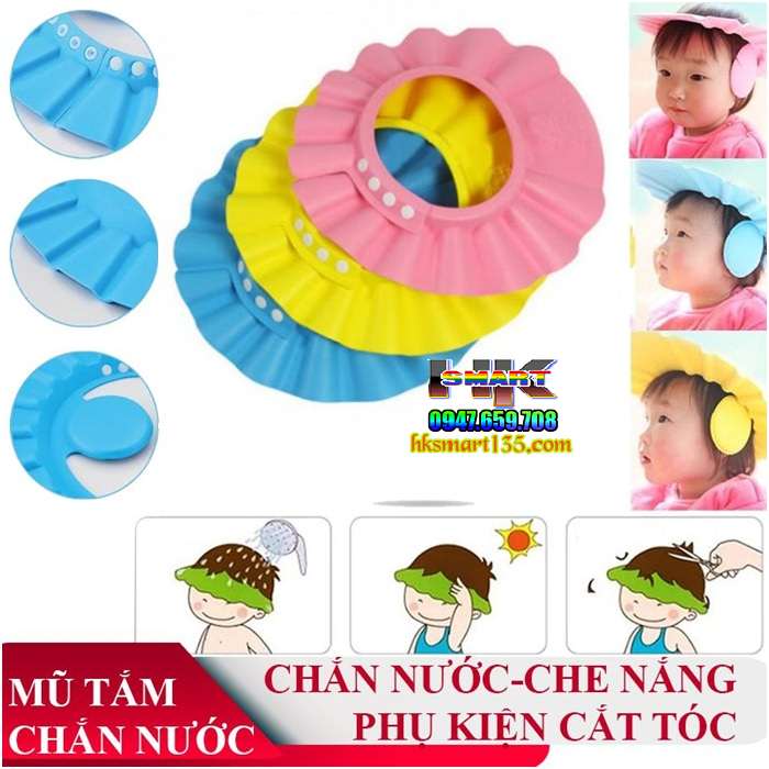 Mũ xốp tắm chắn nước, bịt tai cho bé