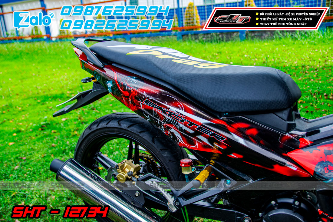 tem trùm exciter 150 đỏ đen venom