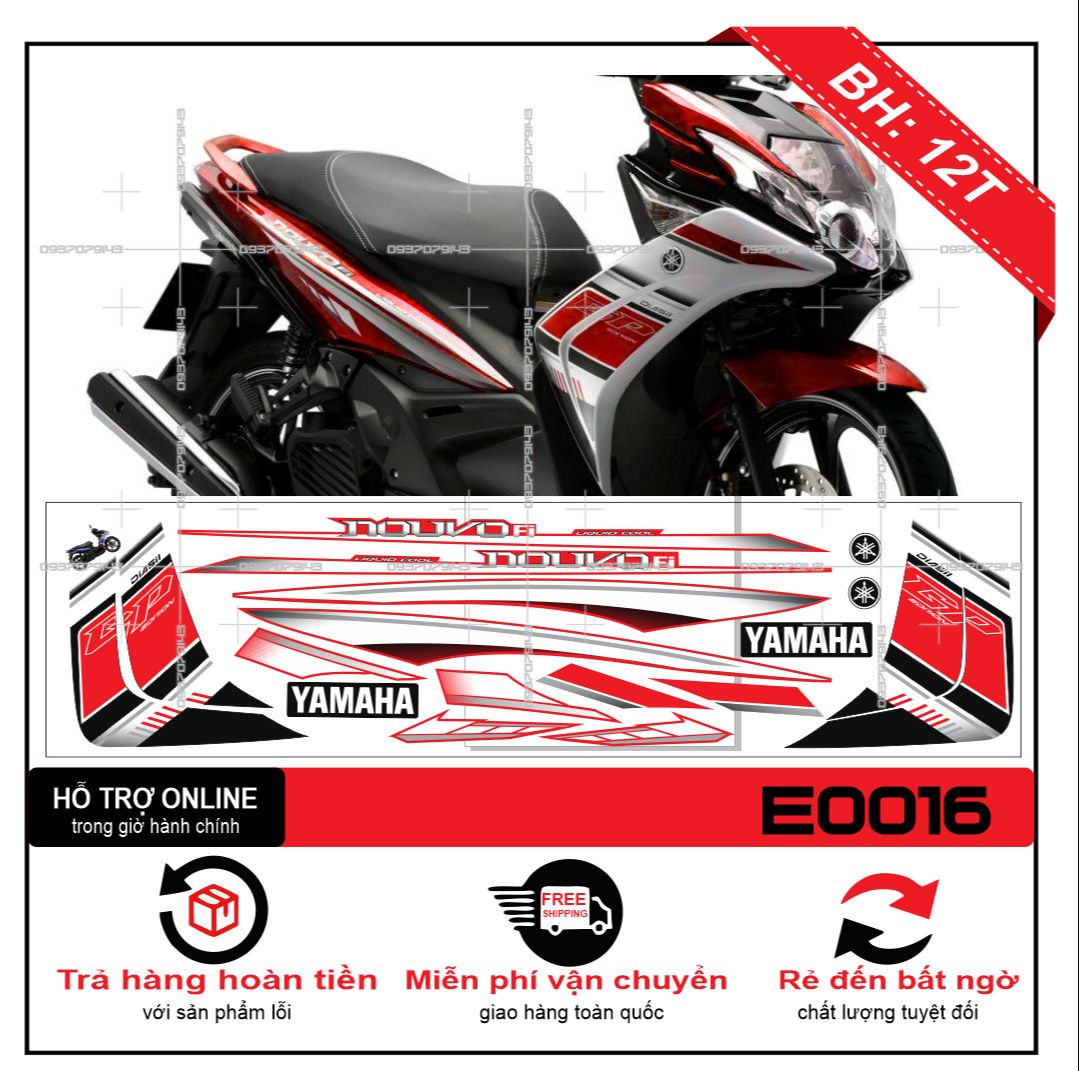 Tem rời xe NOUVO SX ZIN TRẮNG ĐỎ