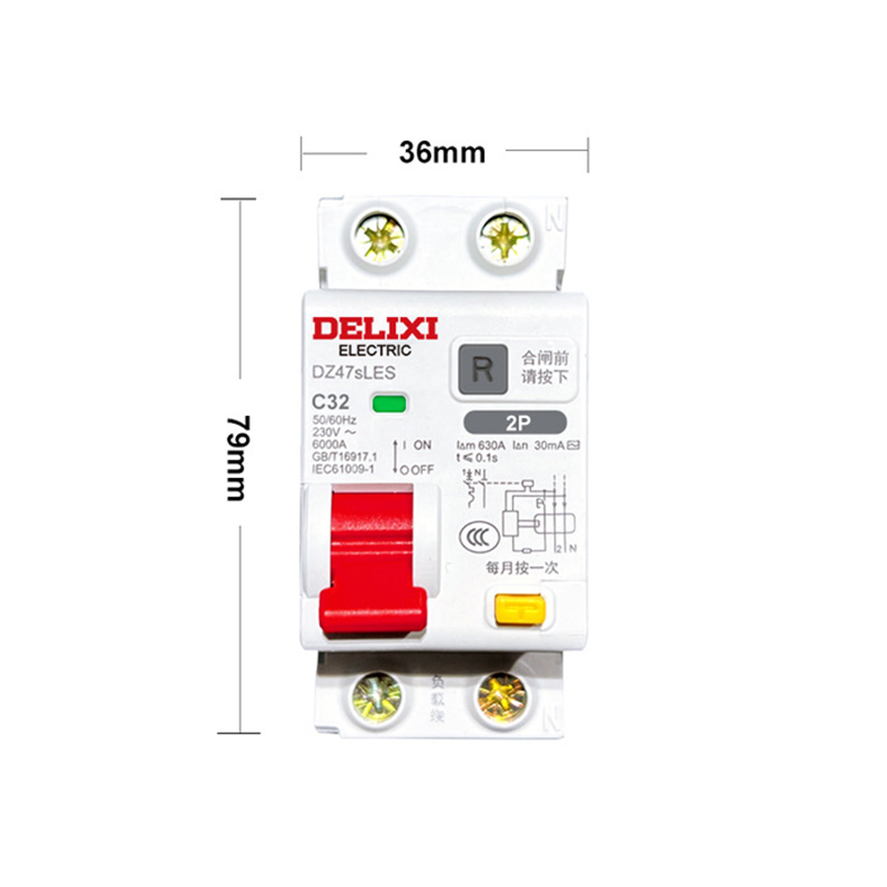 Rcbo át chống giật dòng rò delixi c63 c40 c32 c20 c16 - dòng 2p - át tổng gia đình, cb chống giật, aptomat chống giật