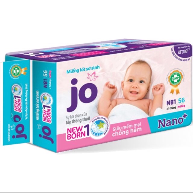 Miếng lót sơ sinh bỉm jo newborn 1 (56 miếng) & newborn 2 (40 miếng)