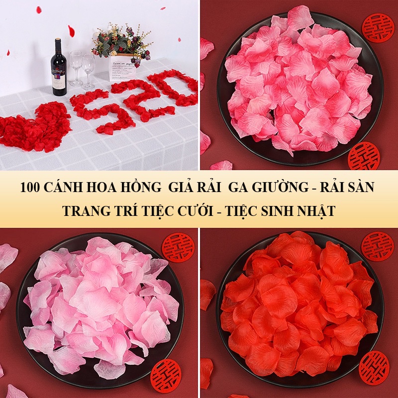 Set 100 Cánh hoa hồng bằng vải lụa dùng trang trí
