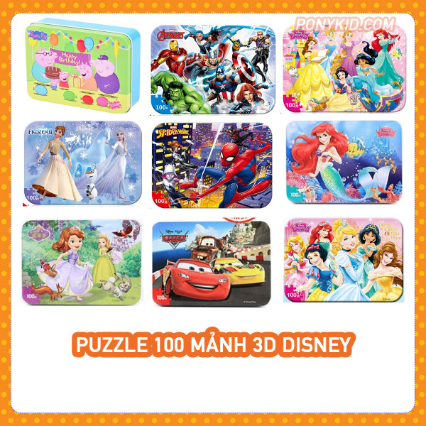 Tranh Ghép Hình 100 Mảnh In Dập Nổi 3D Disney/Jigsaw Puzzle 100 Mảnh/Tranh Ghép Hộp Thiếc/Tranh Xếp hình Gỗ/Đồ chơi bé trai/Đồ chơi bé gái/Tranh Xếp Hình Cho Bé Từ 2 Tuổi