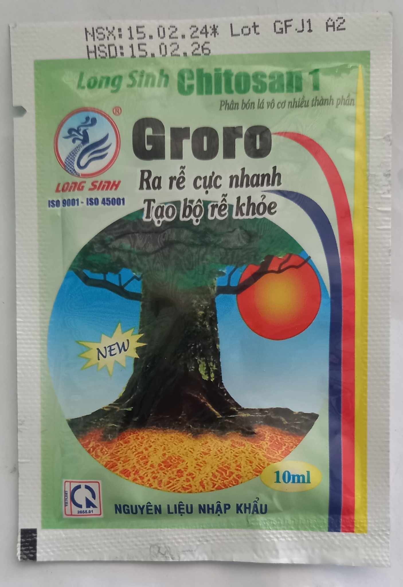 Phân bón kích ra rễ cực mạnh Groro Chitosan (gói 10ml), cho tất cả các cây trồng