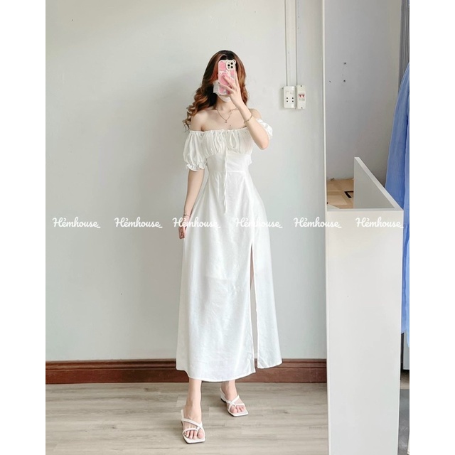 ĐẦM MUDI DÁNG DÀI RÚT DÂY MẶC HAI KIỂU TO14