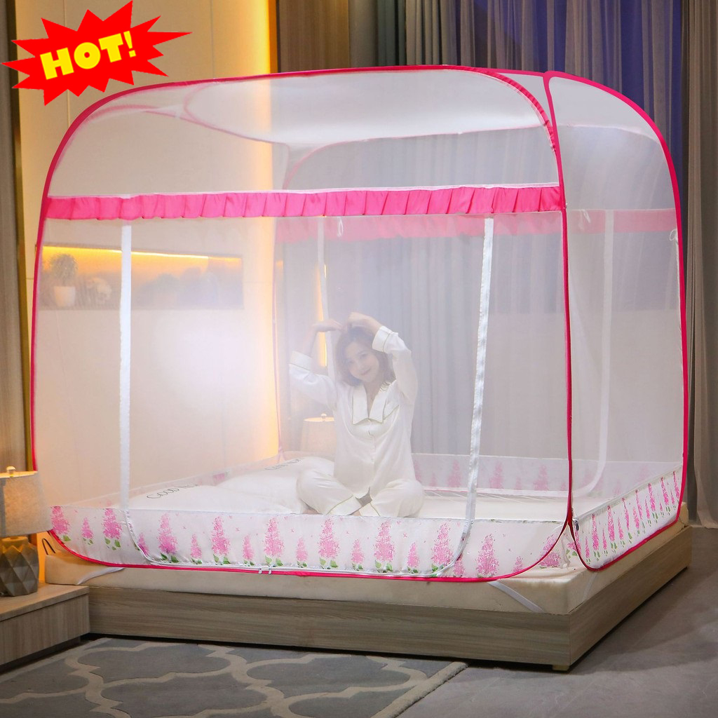 Mùng Ngủ Chụp Thông Minh-màn ngủ chống muỗi-mùng ngủ xếp gọn 1m8x2m Màn Chụp Tự Bung Mùng Xếp Gấp Gọn, tiện dụng