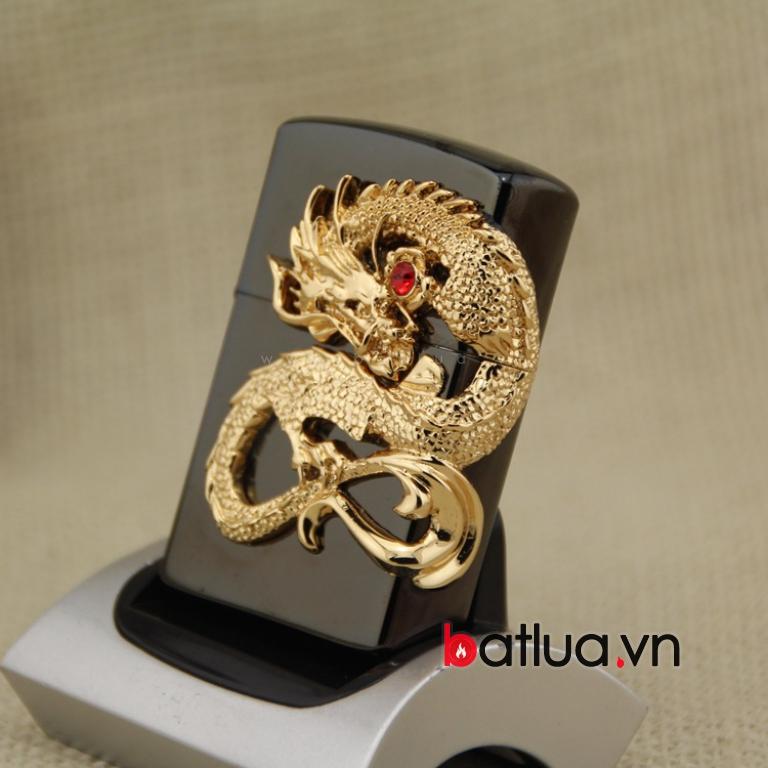 Bật Lửa Chief ốp rồng mạ vàng 24k