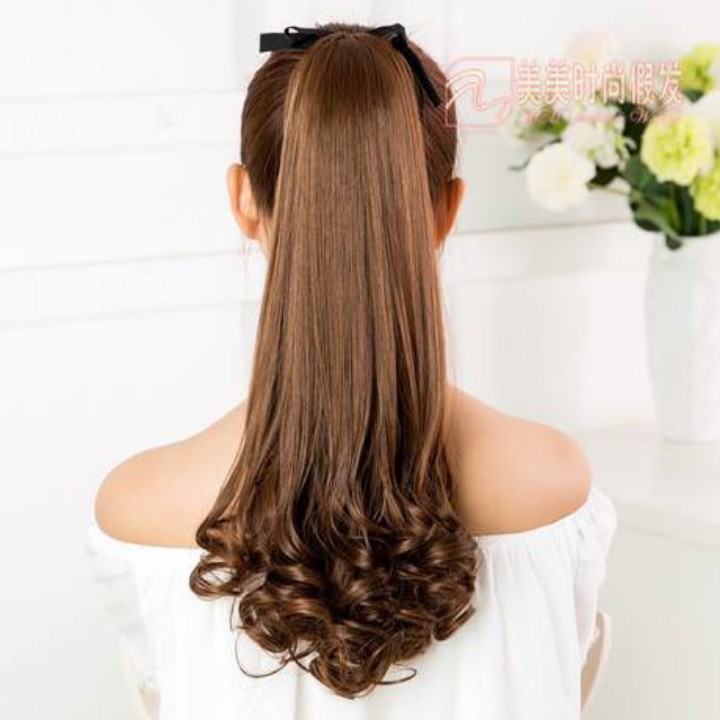 [ hàng loại 1 , 50cm ] tóc giả nữ cột xoăn dài, tóc giả buộc, đuôi tóc giả
