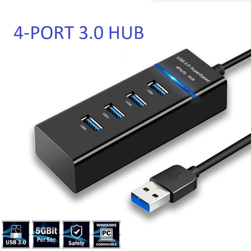 Hub USB, bộ chia 4 cổng USB 3.0 tốc độ cao cho máy tính