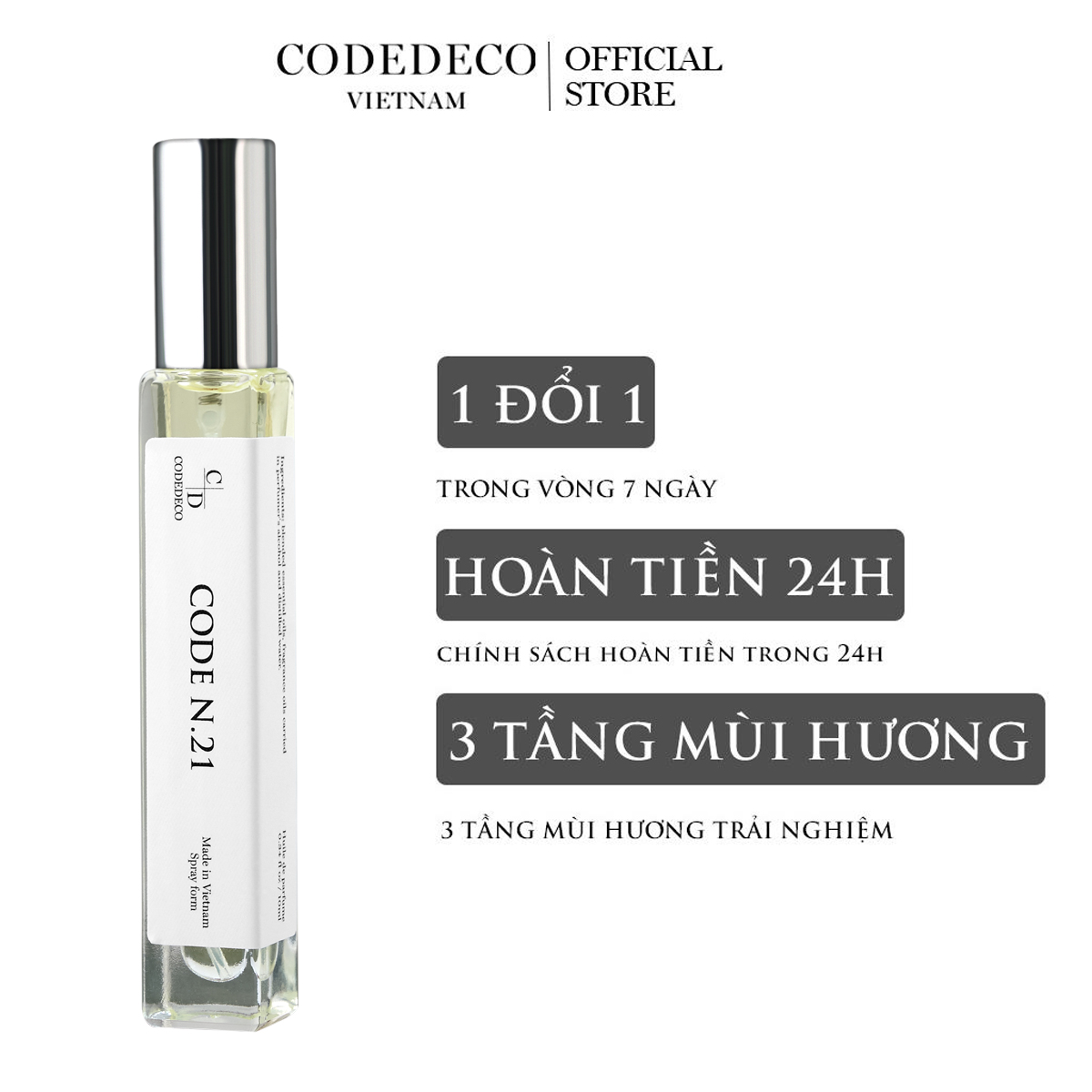 Tinh dầu nước hoa CODEDECO Code N.21 10ml, phóng khoáng, nam tính, cuốn hút