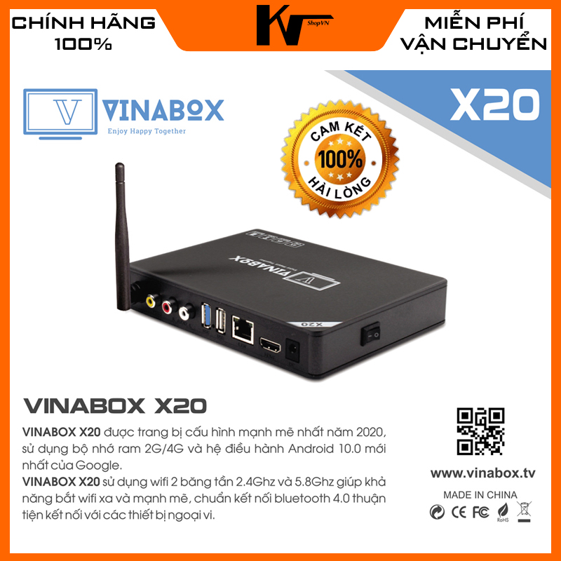 Đầu Android Vinabox X20 Siêu phẩm 2020 Ram 4GB Android 10 Wifi AC Bluetooth