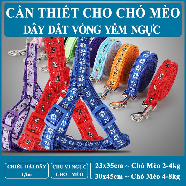 Bộ dây dắt yếm 7 màu cho chó mèo