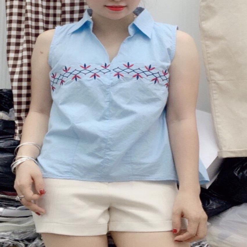 [HCM]ÁO SN THÊU HOA NGANG THÂN CỔ V SOMI
