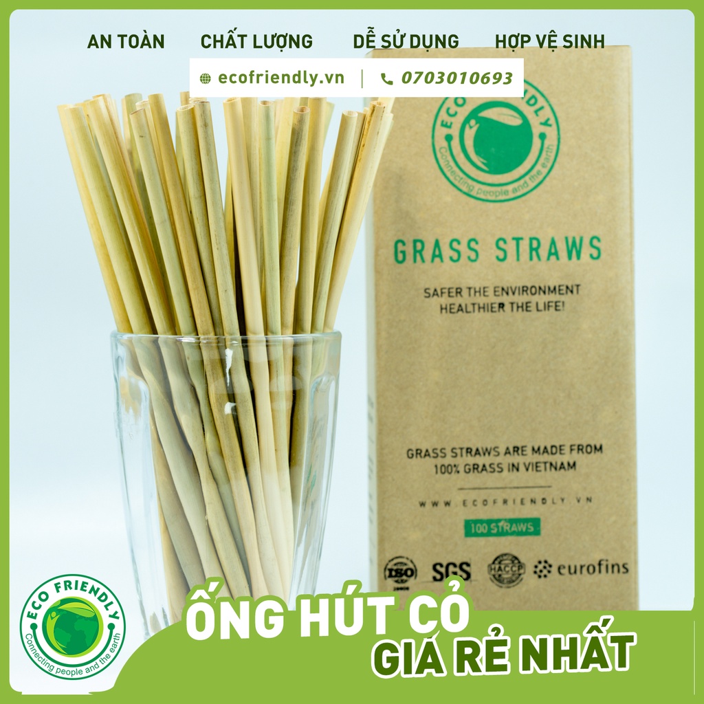 [Combo 2 Hộp] Ống hút cỏ bàng 20 cm - 100 ống/hộp