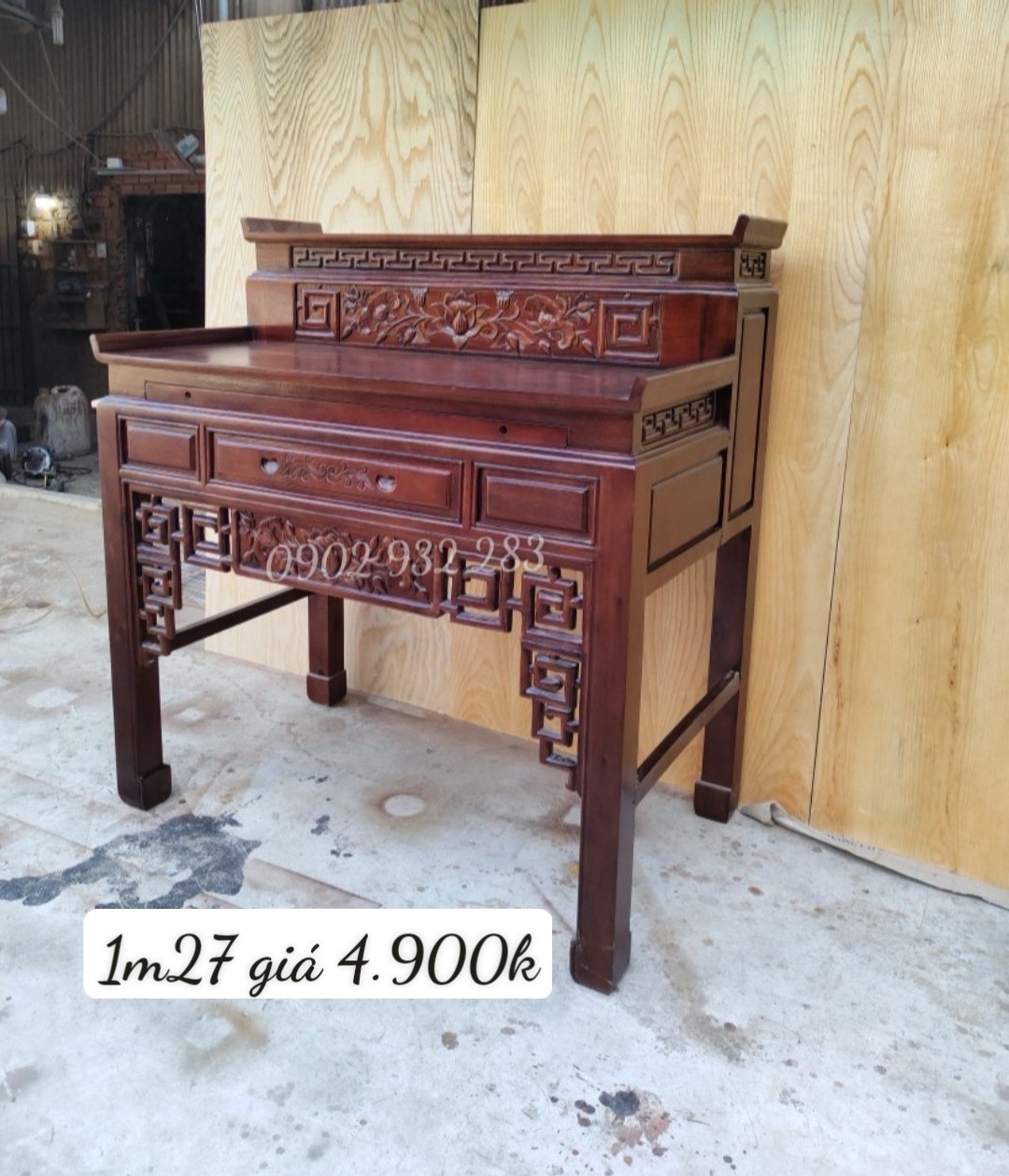 Bàn thờ gia tiên, bàn thờ phật, bàn thờ cúng, tủ thờ, bàn thờ tổ tiên , hàng loại 1, bàn thờ 2 tầng - án gian thờ 2 tầng mẫu triện sen