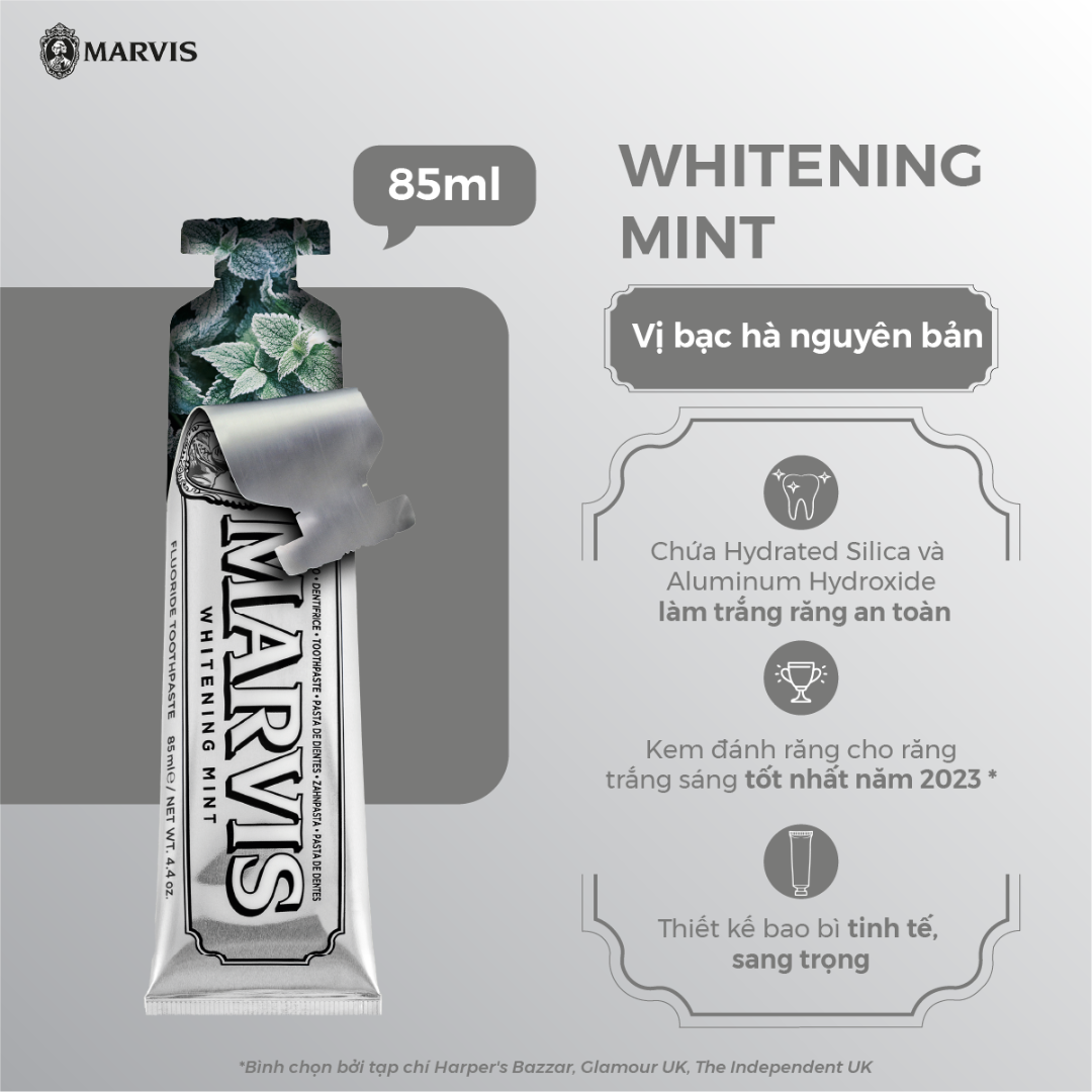 Combo 2 Tuýp Kem Đánh Răng Marvis Whitening Mint Fullsize 85ml