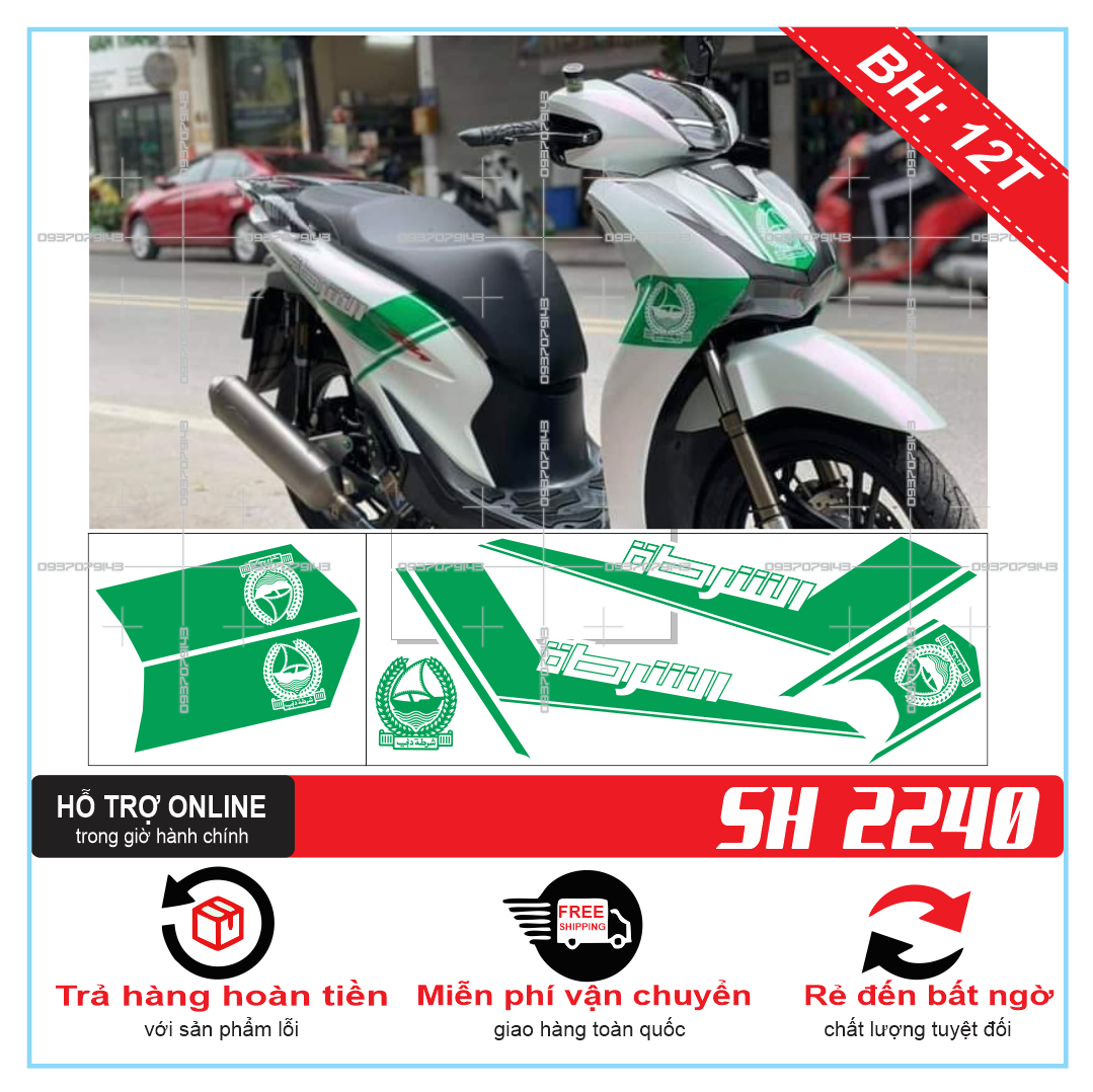 TEM XE SH, TEM RỜI SH 2020 DUBAI XANH LÁ
