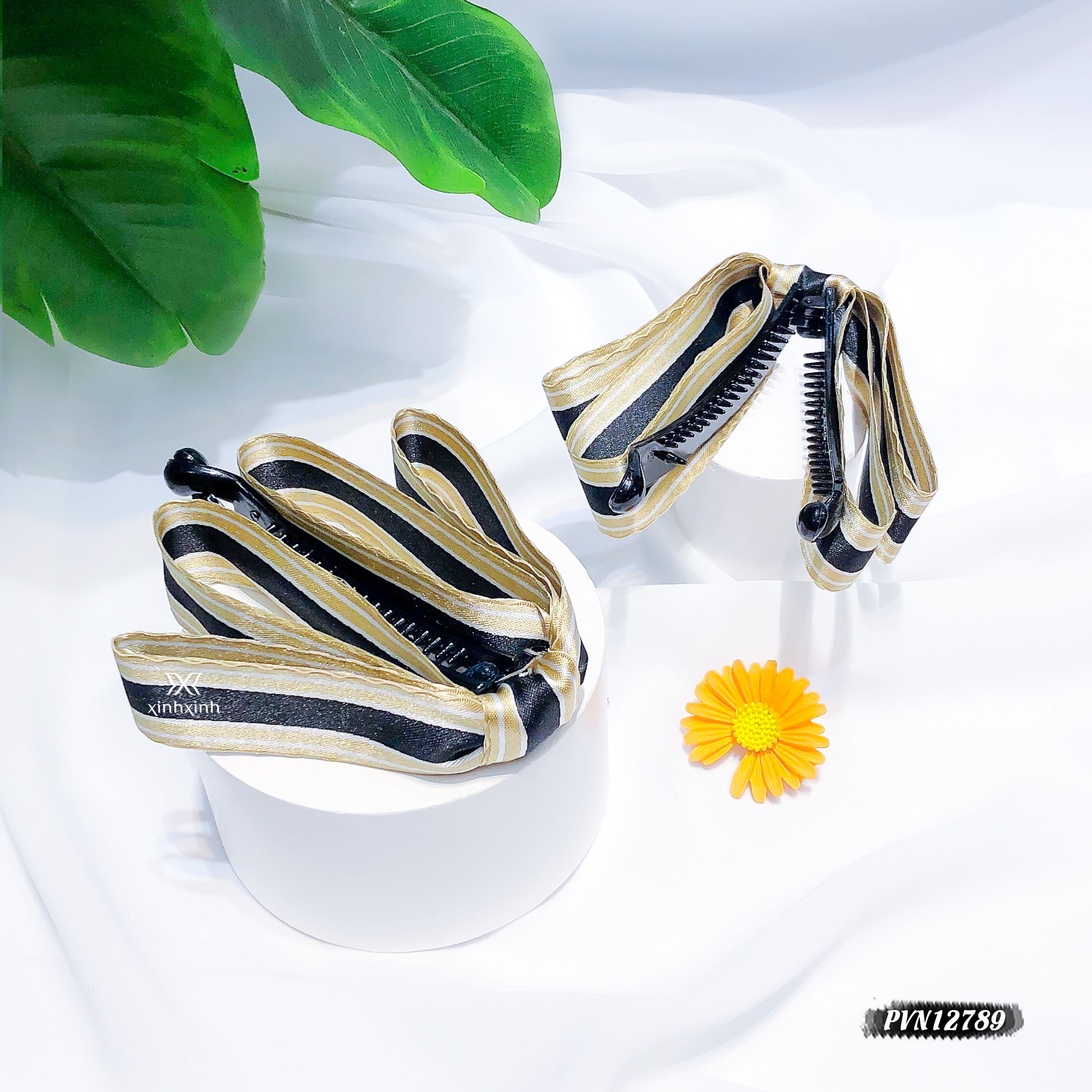 Kẹp tóc, cặp tóc dọc làm phồng nơ kẻ rủ - Xinh Xinh Accessories