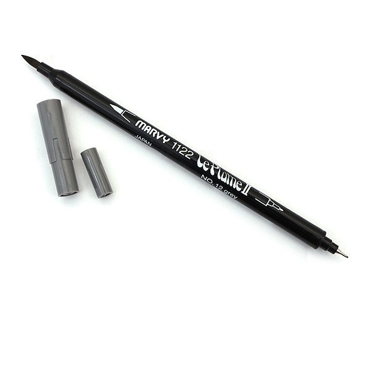 Bút brush hai đầu MARVY UCHIDA LE PLUME II tông Đen- Xám - Ghi
