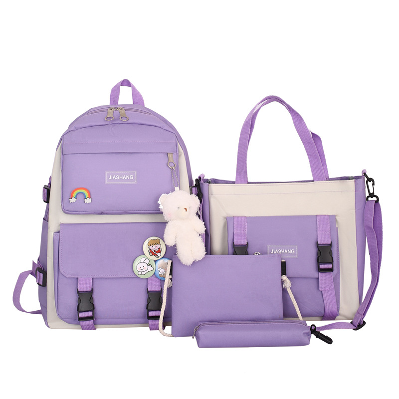 Balô ulzzang chống thấm, balô thời trang, balô học sinh, sét balô 4 món - combo balô 4 món trơn basic trơn