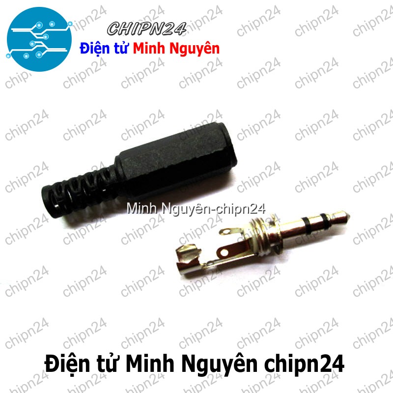 [2 cái] (F113.5) Đầu Jack Audio 3.5mm Nhựa hàn dây - HH000174