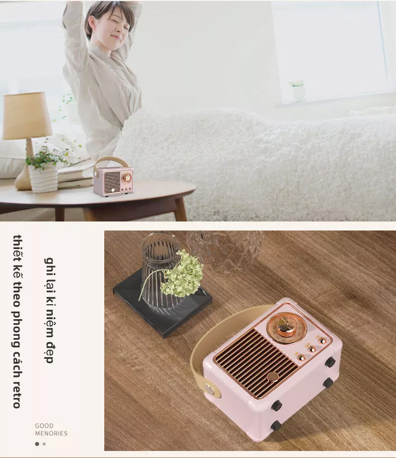 Loa Bluetooth không dây mini độc đáo kiểu dáng retro phong cách Hàn Quốc