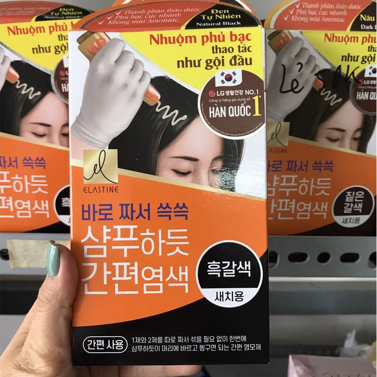 Thuốc Nhuộm Phủ Bạc Thảo Dược ELASTINE Hàn Quốc 20g (HỘP 3 GÓI)