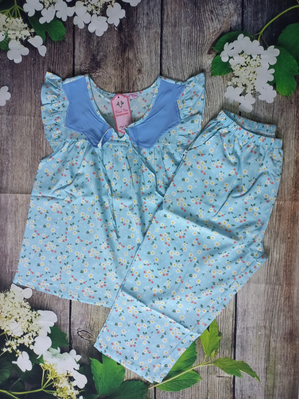 Đồ bộ lụa Hàn cổ tiểu thư, quần 9 tâc , đồ bộ nữ, đồ bộ mặc nhà