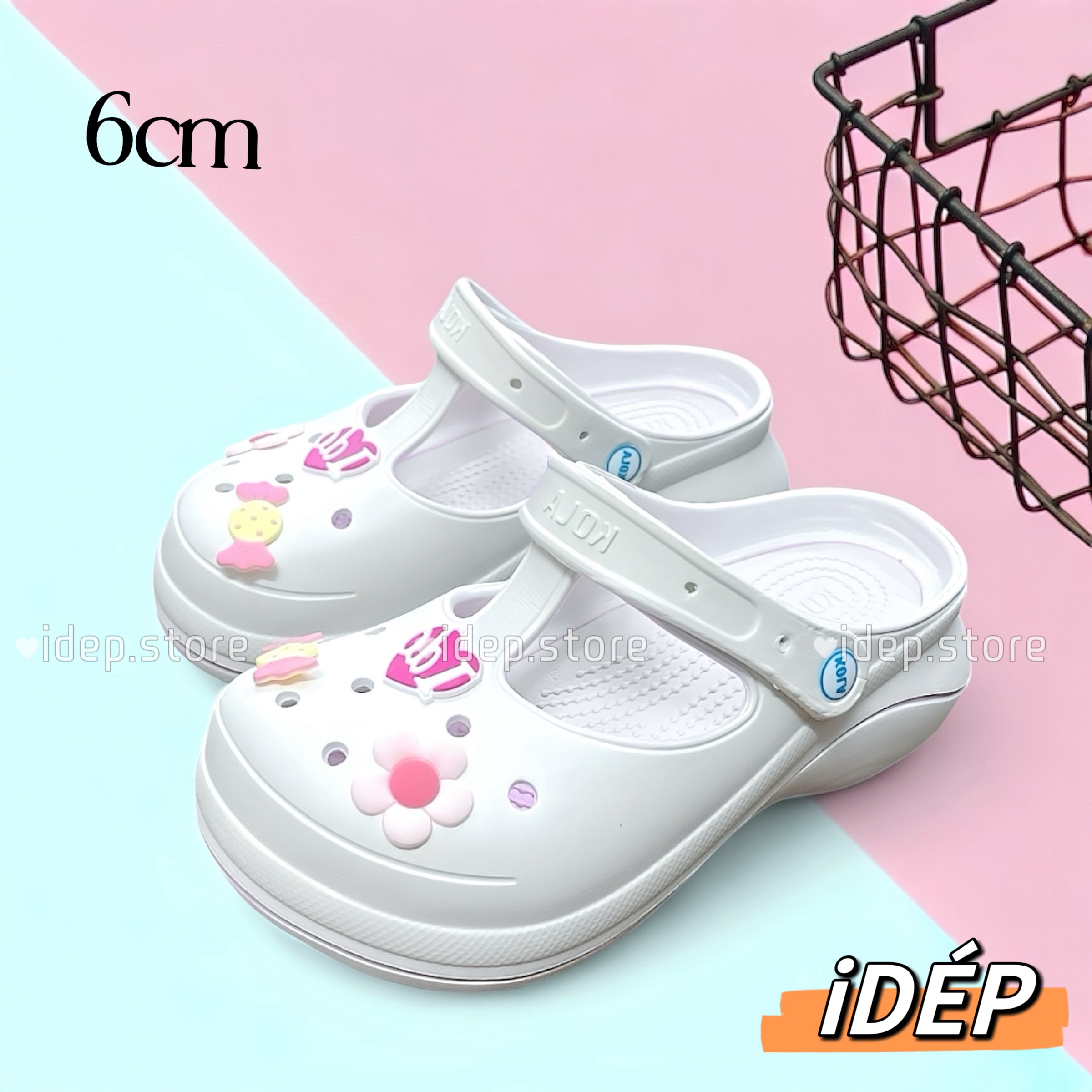Dép cross nữ độn đế cao 7cm (Tặng 06 sticker) siêu nhẹ - Giày sục y tá đế dày cao cấp SL067