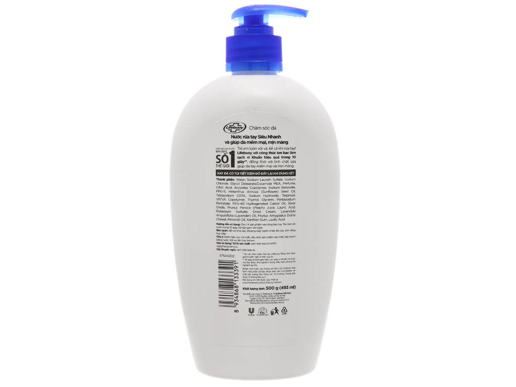 Nước rửa tay Lifebuoy chăm sóc da chai 493ml