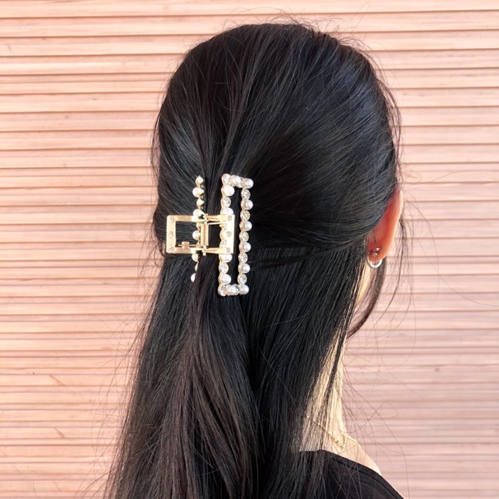Kẹp tóc Square pearl-cubic Hàn Quốc