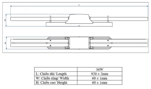 [HCM]Bộ Đèn Led Doublewing Điện Quang 36W (BÓNG THỦY TINH) (ĐQ LEDDW02 36765) double wing