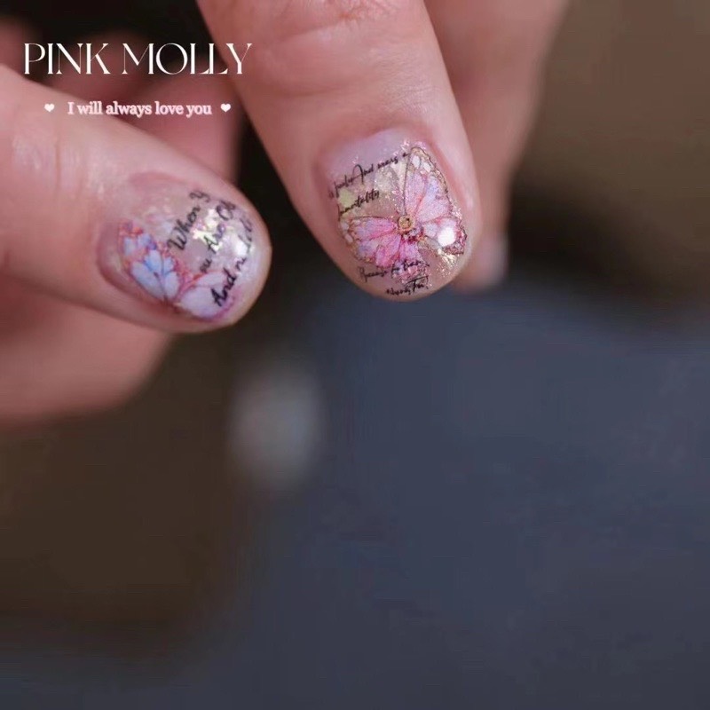 Sticker lụa 5d mẫu hoa cao cấp (2523)dán móng tay nail