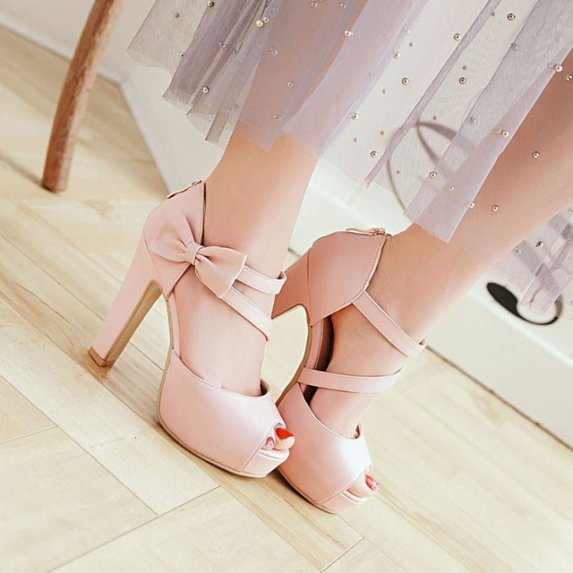 Giày cao gót nữ nơ xinh (Đen -Hồng) - CG54 giá rẻ