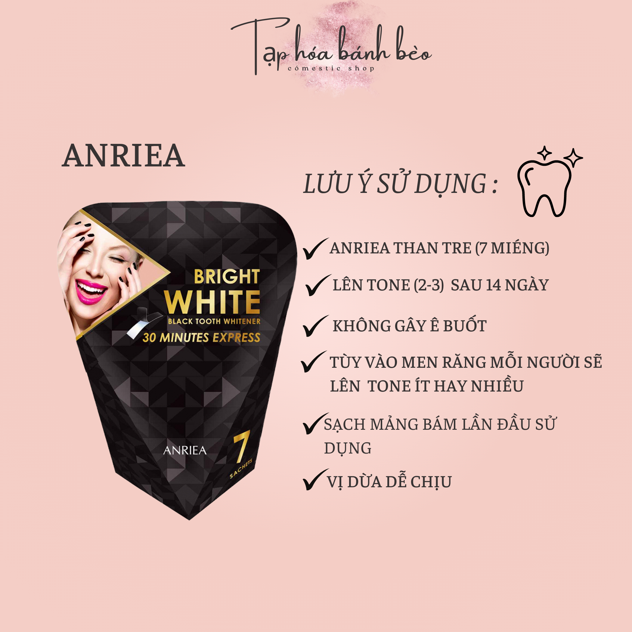 💖Miếng dán trắng răng Anriea - Miếng lẻ dùng thử