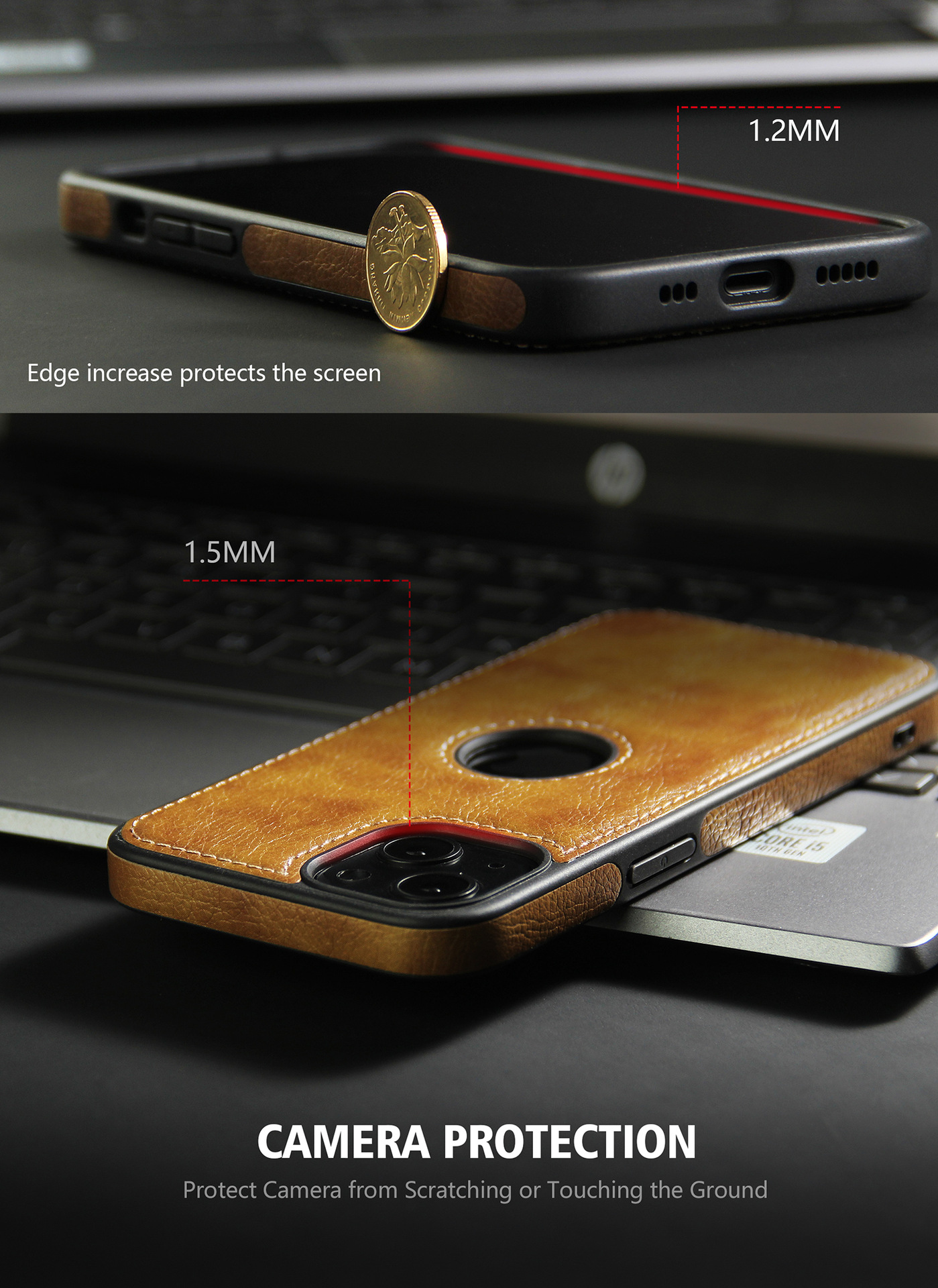 Ốp lưng da dành cho iPhone 15 / 15 Plus / 15 Pro / 15 Pro Max