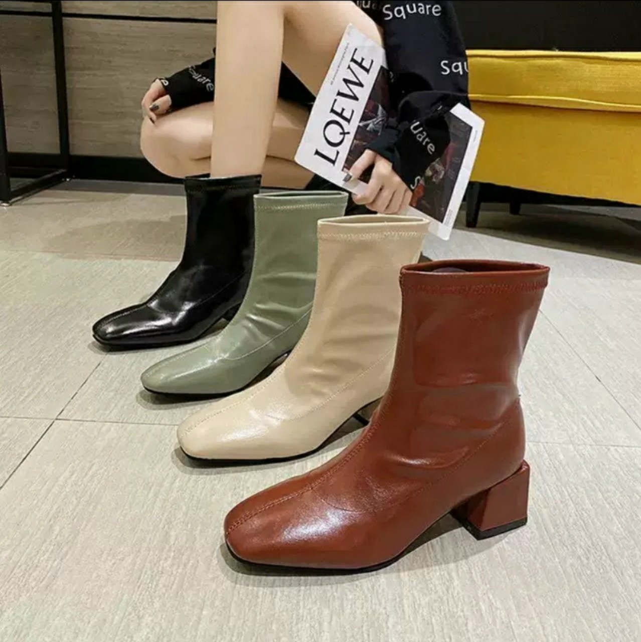 ( Giá siêu rẻ) Giày bốt da mềm cổ lửng