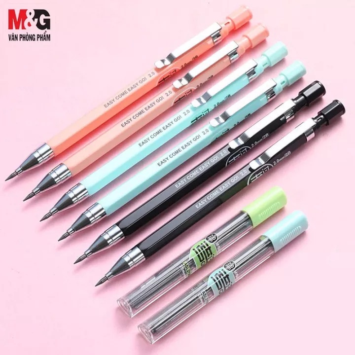 Combo bút chì kim 2.0 kèm 1 hộp ruột - chì kim bấm ngòi to amp35601/35671