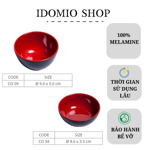 Chén Chấm Tròn 2 Lớp Đỏ Đen