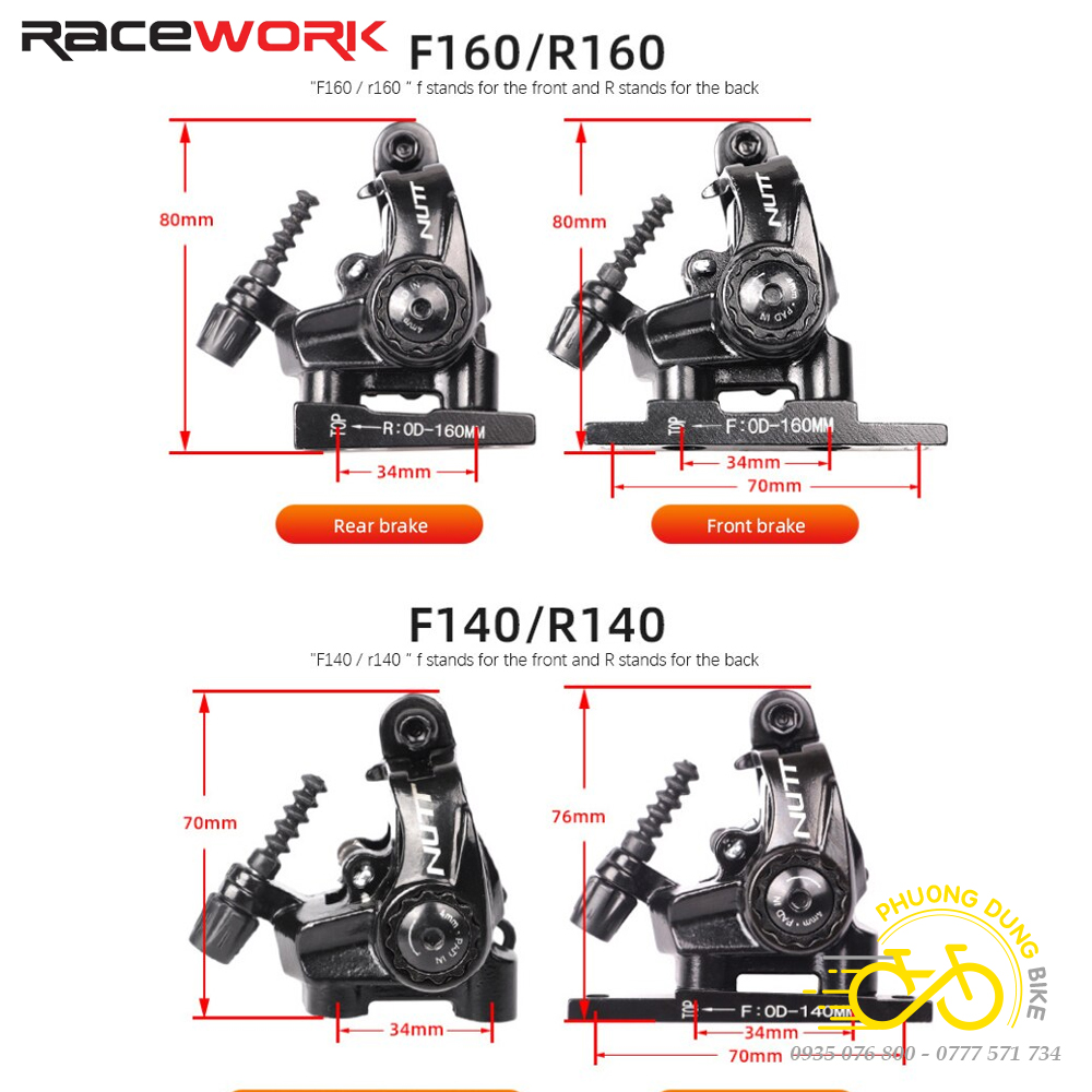 Bộ Cụm phanh thắng đĩa cho xe đạp Road RACEWORK