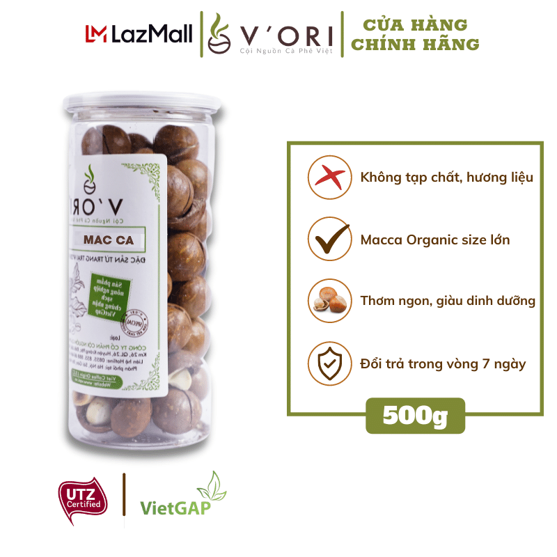 HẠT MACCA V'ORI CAO CẤP 500GR (CHUẨN VIETGAP)