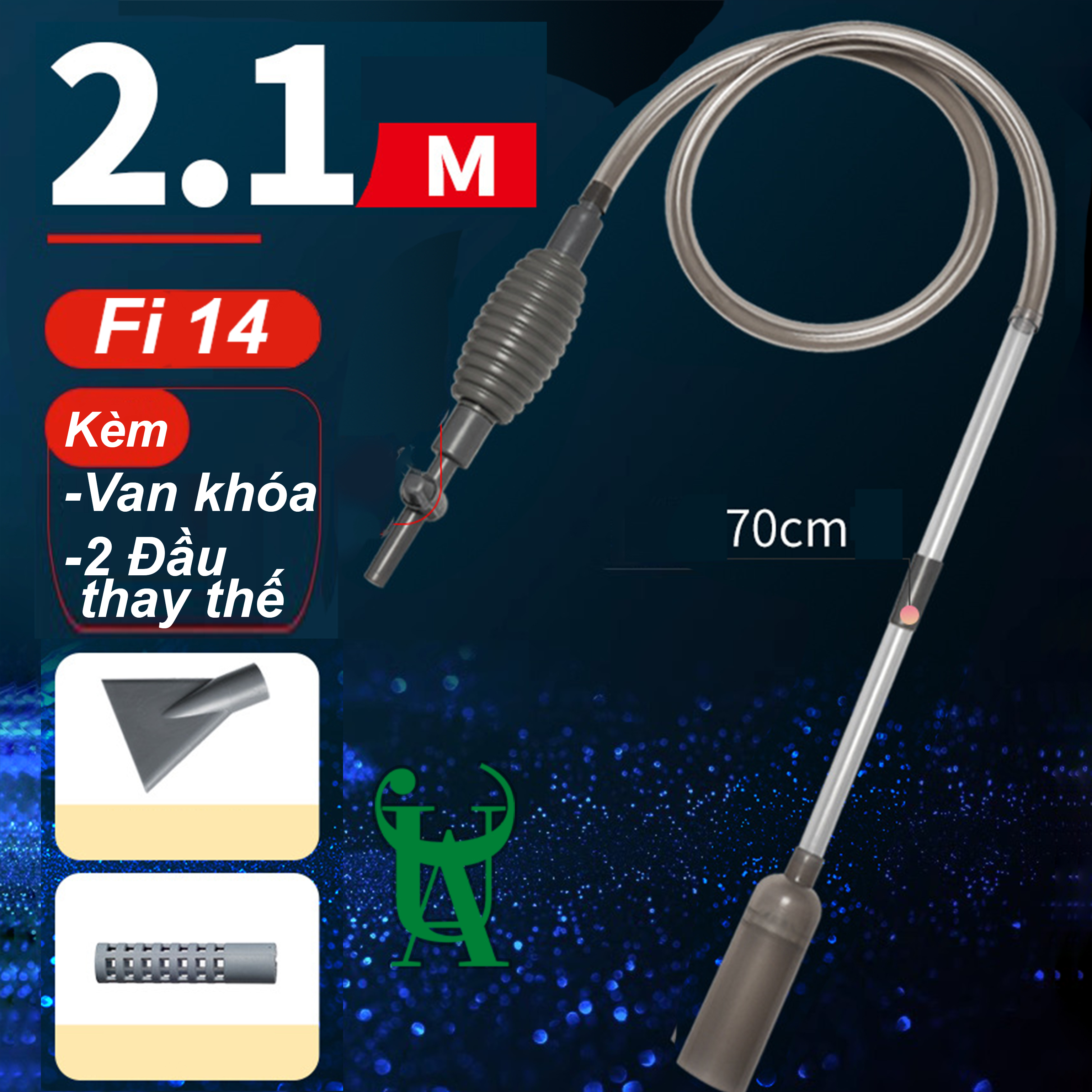 Ống hút cặn phân cá bơm tay thay nước hồ cá hồ thuỷ sinh